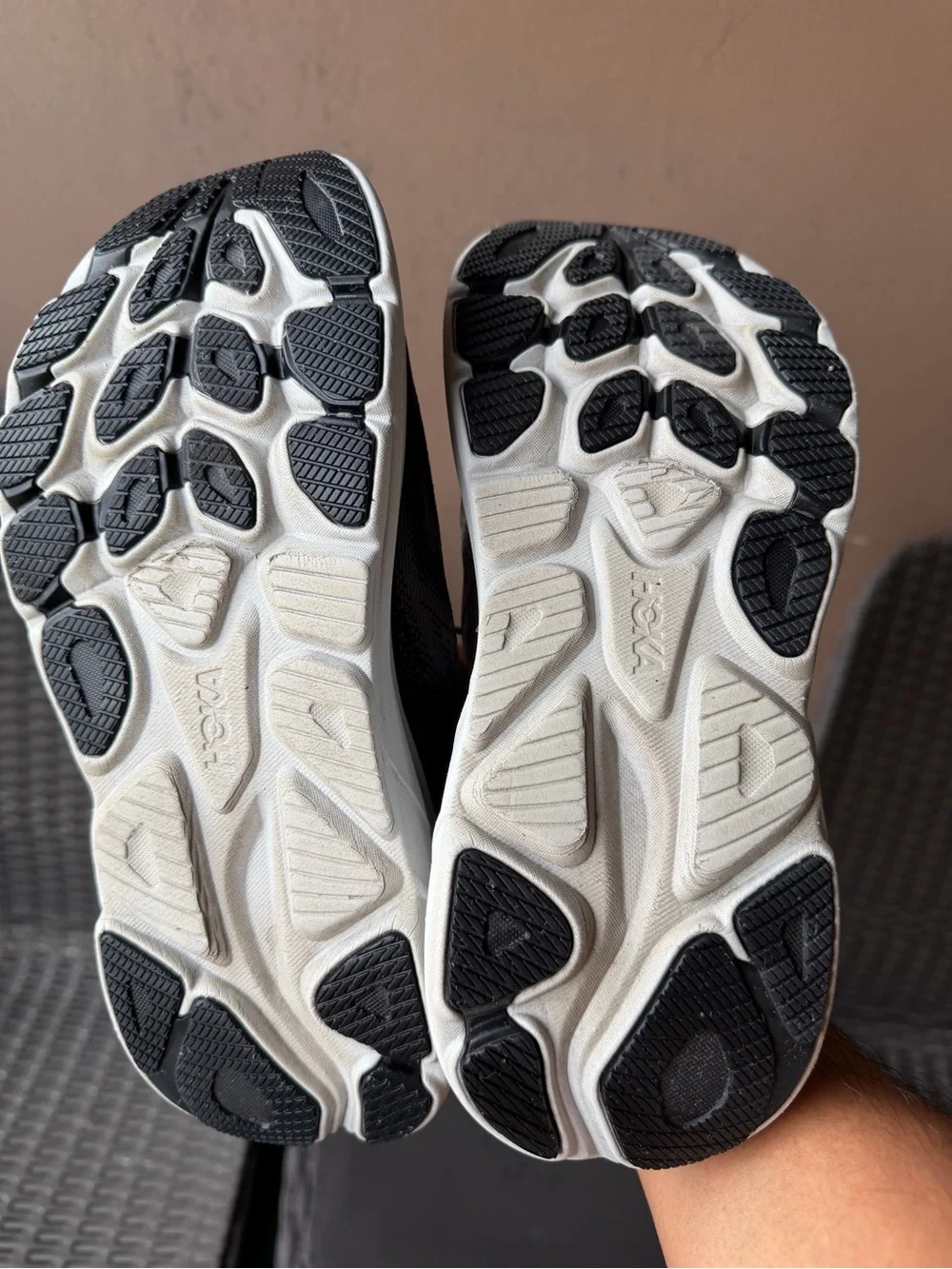 Hoka Gray and White Cushioned Running Shoes